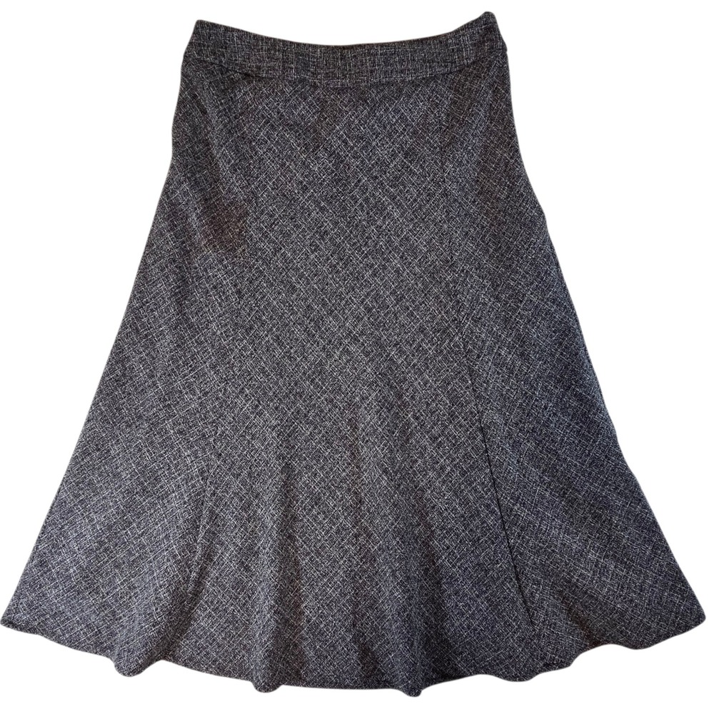 JM Collection Charcoal Tweed A-Line Flared Skirt